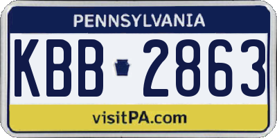 PA license plate KBB2863