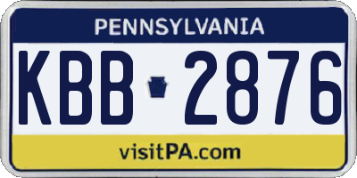 PA license plate KBB2876