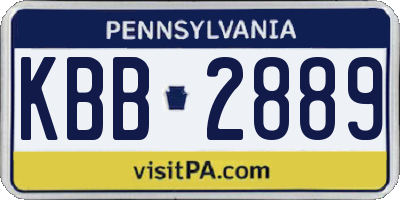 PA license plate KBB2889