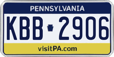 PA license plate KBB2906