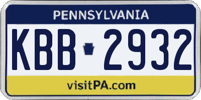 PA license plate KBB2932