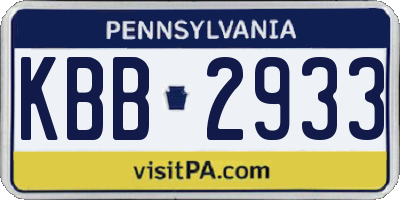 PA license plate KBB2933