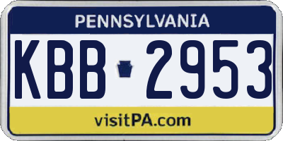 PA license plate KBB2953