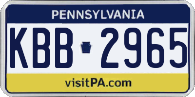 PA license plate KBB2965
