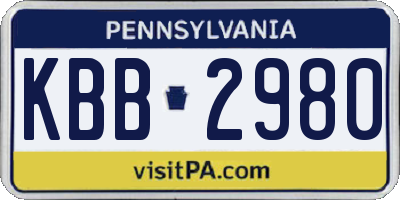 PA license plate KBB2980