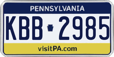 PA license plate KBB2985
