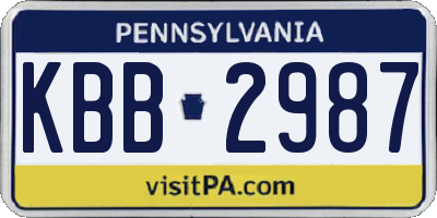 PA license plate KBB2987