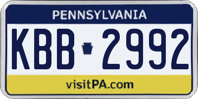 PA license plate KBB2992