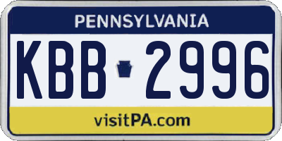 PA license plate KBB2996