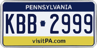 PA license plate KBB2999