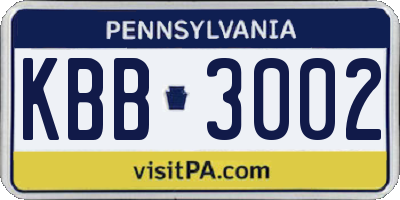 PA license plate KBB3002