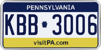 PA license plate KBB3006