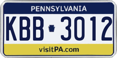 PA license plate KBB3012