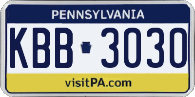 PA license plate KBB3030