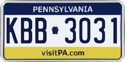 PA license plate KBB3031