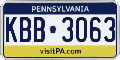 PA license plate KBB3063