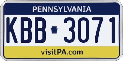 PA license plate KBB3071