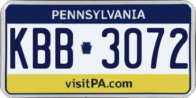 PA license plate KBB3072