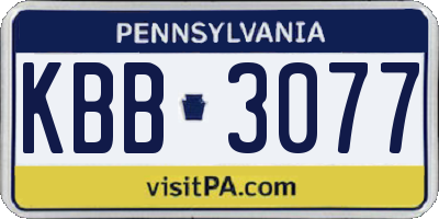 PA license plate KBB3077
