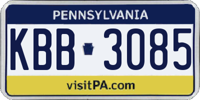 PA license plate KBB3085