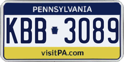 PA license plate KBB3089
