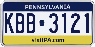 PA license plate KBB3121