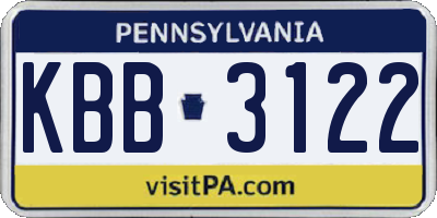 PA license plate KBB3122