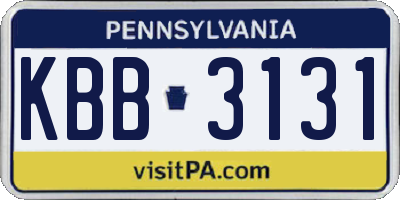 PA license plate KBB3131