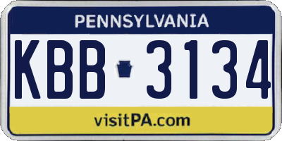 PA license plate KBB3134