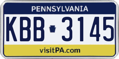PA license plate KBB3145