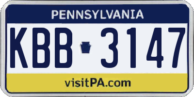 PA license plate KBB3147