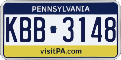 PA license plate KBB3148