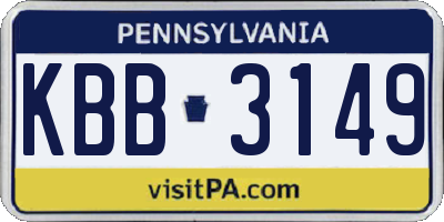 PA license plate KBB3149