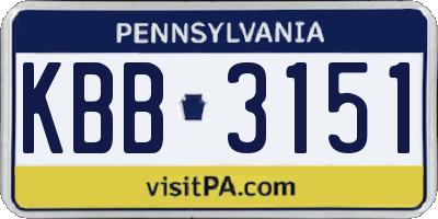 PA license plate KBB3151