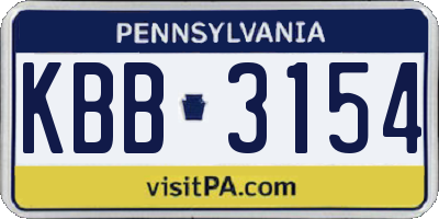 PA license plate KBB3154