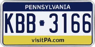 PA license plate KBB3166