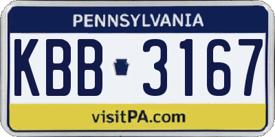 PA license plate KBB3167