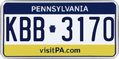 PA license plate KBB3170
