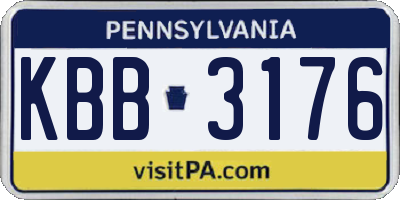 PA license plate KBB3176