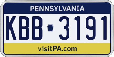 PA license plate KBB3191