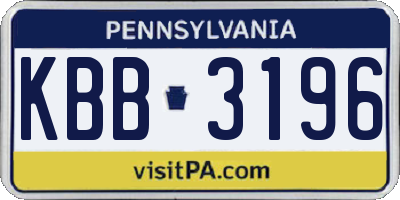 PA license plate KBB3196