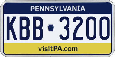 PA license plate KBB3200