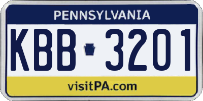 PA license plate KBB3201