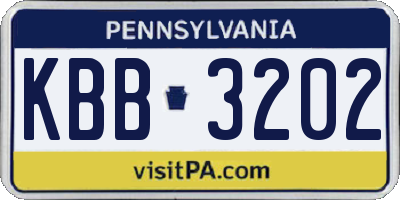PA license plate KBB3202