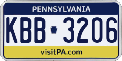 PA license plate KBB3206