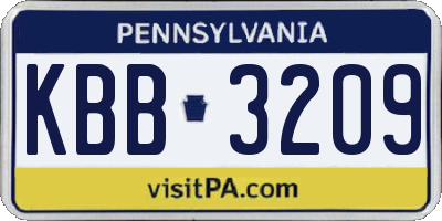 PA license plate KBB3209