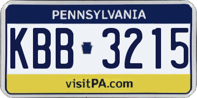 PA license plate KBB3215