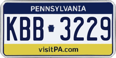 PA license plate KBB3229