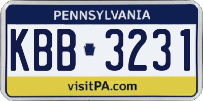 PA license plate KBB3231