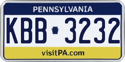 PA license plate KBB3232